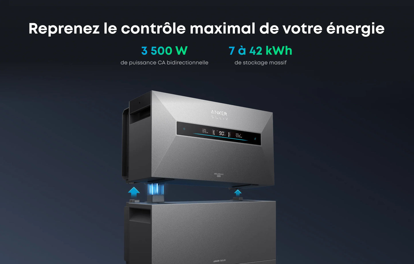 Anker SOLIX Solarbank Max AC caractéristiques de puissance AC bidirectionnelle et capacité de stockage