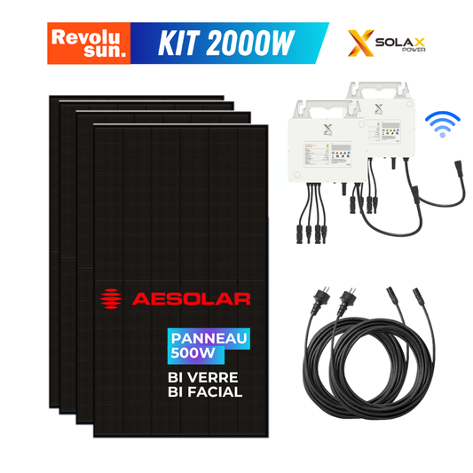 Kit solaire plug & play 2000W complet | 4x 500W AE Solar + 2 micro-onduleur SolaX WiFi