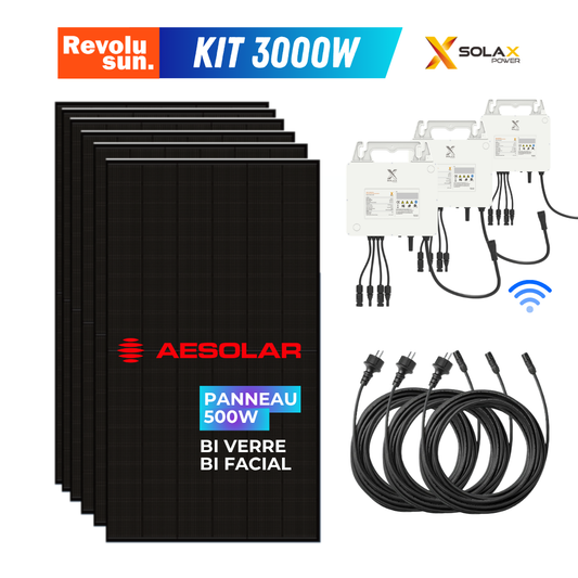 Kit solaire plug & play 3000W complet | 6x 500W AE Solar + 3 micro-onduleur SolaX WiFi
