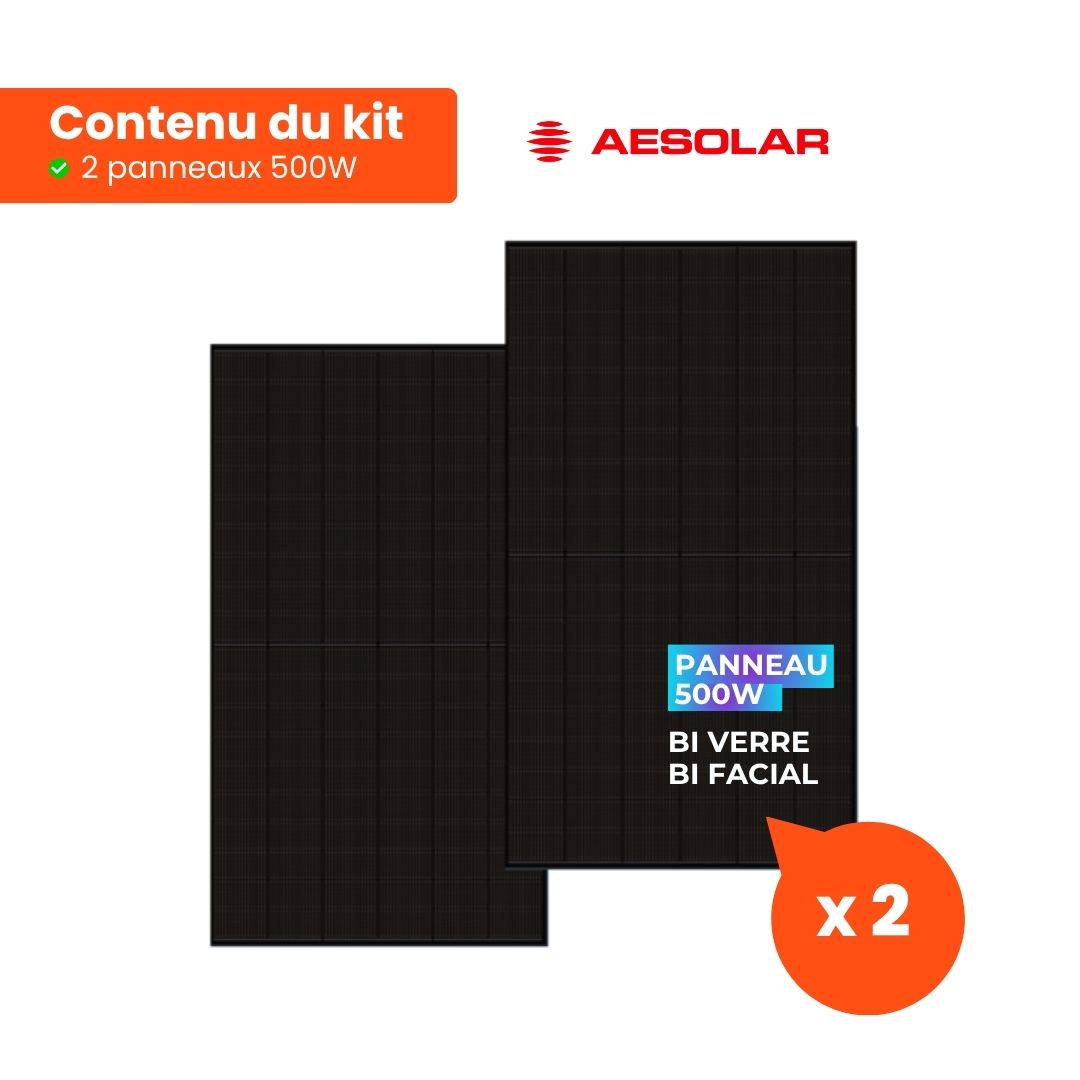 Kit solaire plug & play 1000W complet | 2x 500W AE Solar + micro-onduleur Vaysunic