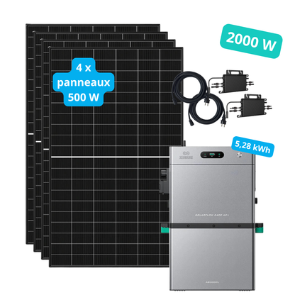Kit solaire 2 000 W + stockage 5,28 kWh Zendure SolarFlow 2400 AC+