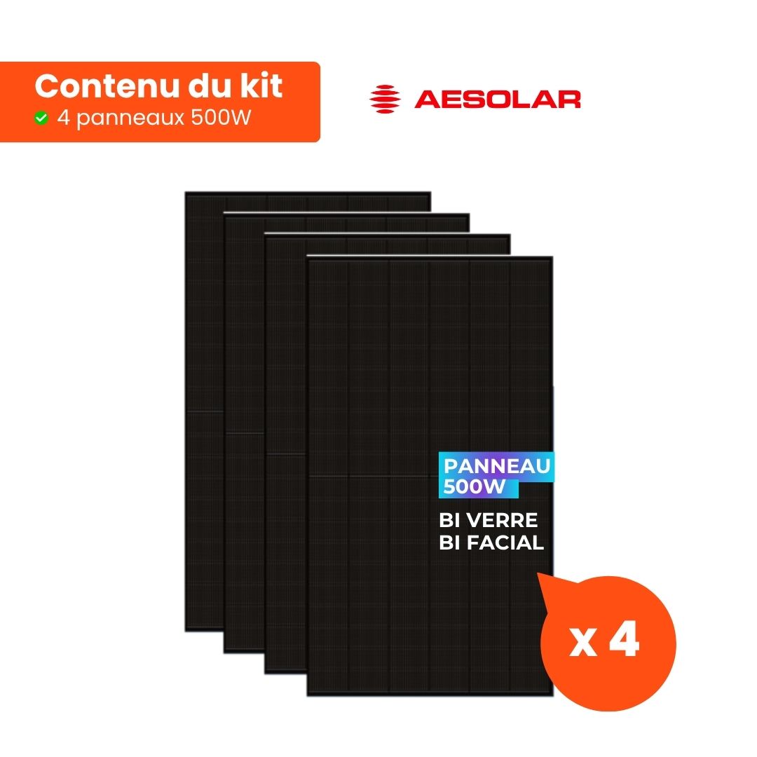 Kit solaire plug & play 2000W complet | 4x 500W AE Solar + 2 micro-onduleur Vaysunic WiFi