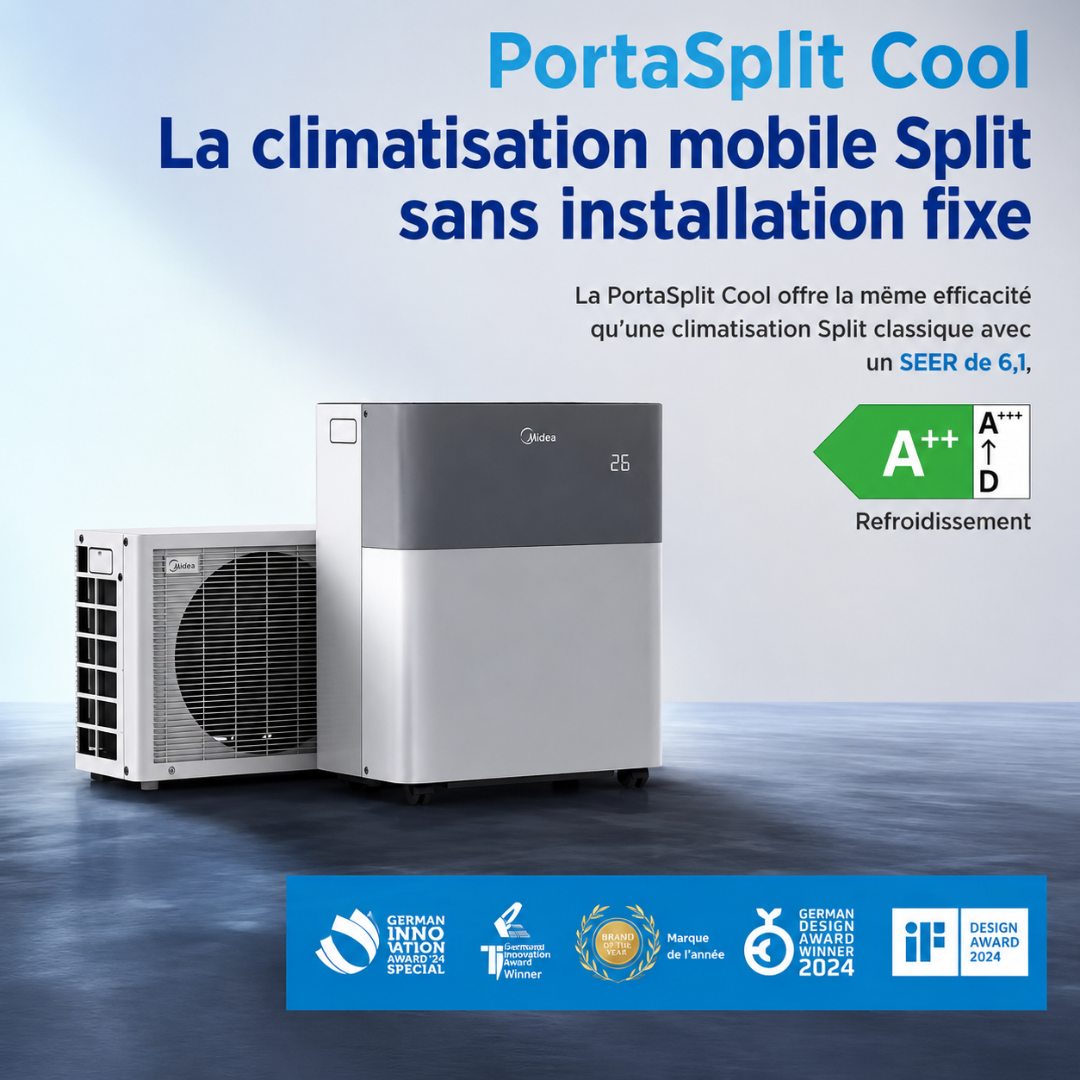 Midea PortaSplit Cool 2,35 kW | Climatisation Mobile Split Ultra Silencieuse A++ CLimatisation mobile sans installation fixe. Offre éfficacité et fraicheur