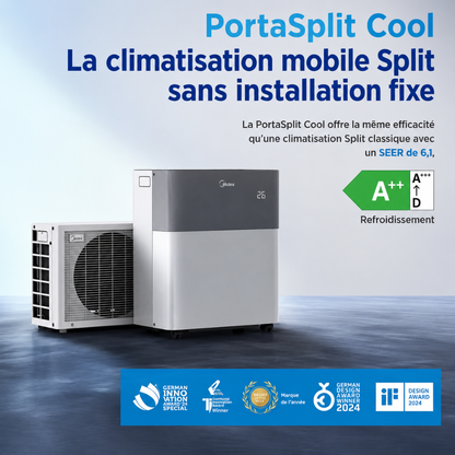 Midea PortaSplit Cool 2,35 kW | Climatisation Mobile Split Ultra Silencieuse A++ CLimatisation mobile sans installation fixe. Offre éfficacité et fraicheur