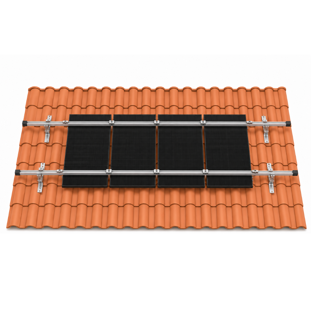 Kit de fixation toiture tuile canal pour 4 panneaux solaires – 1 ligne