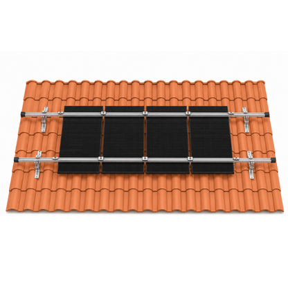Kit de fixation toiture tuile canal pour 4 panneaux solaires – 1 ligne