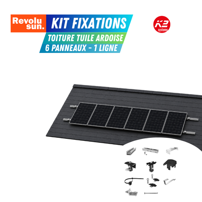 Kit de fixation toiture tuile ardoise pour 6 panneaux solaires – 1 ligne