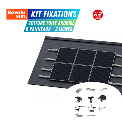 Kit de fixation toiture tuile ardoise pour 6 panneaux solaires – 2 lignes