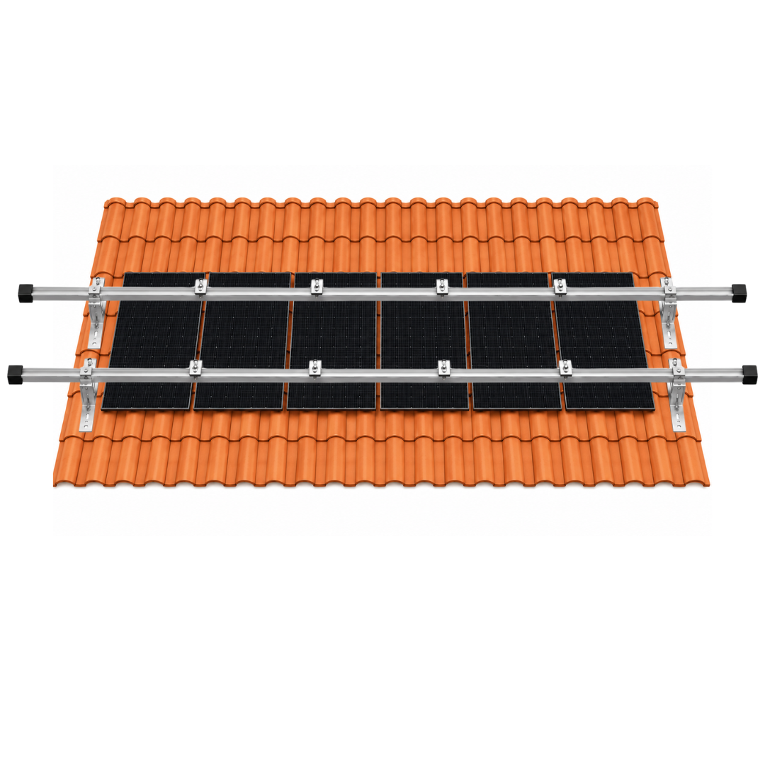 Kit de fixation toiture tuile canal pour 6 panneaux solaires – 1 ligne