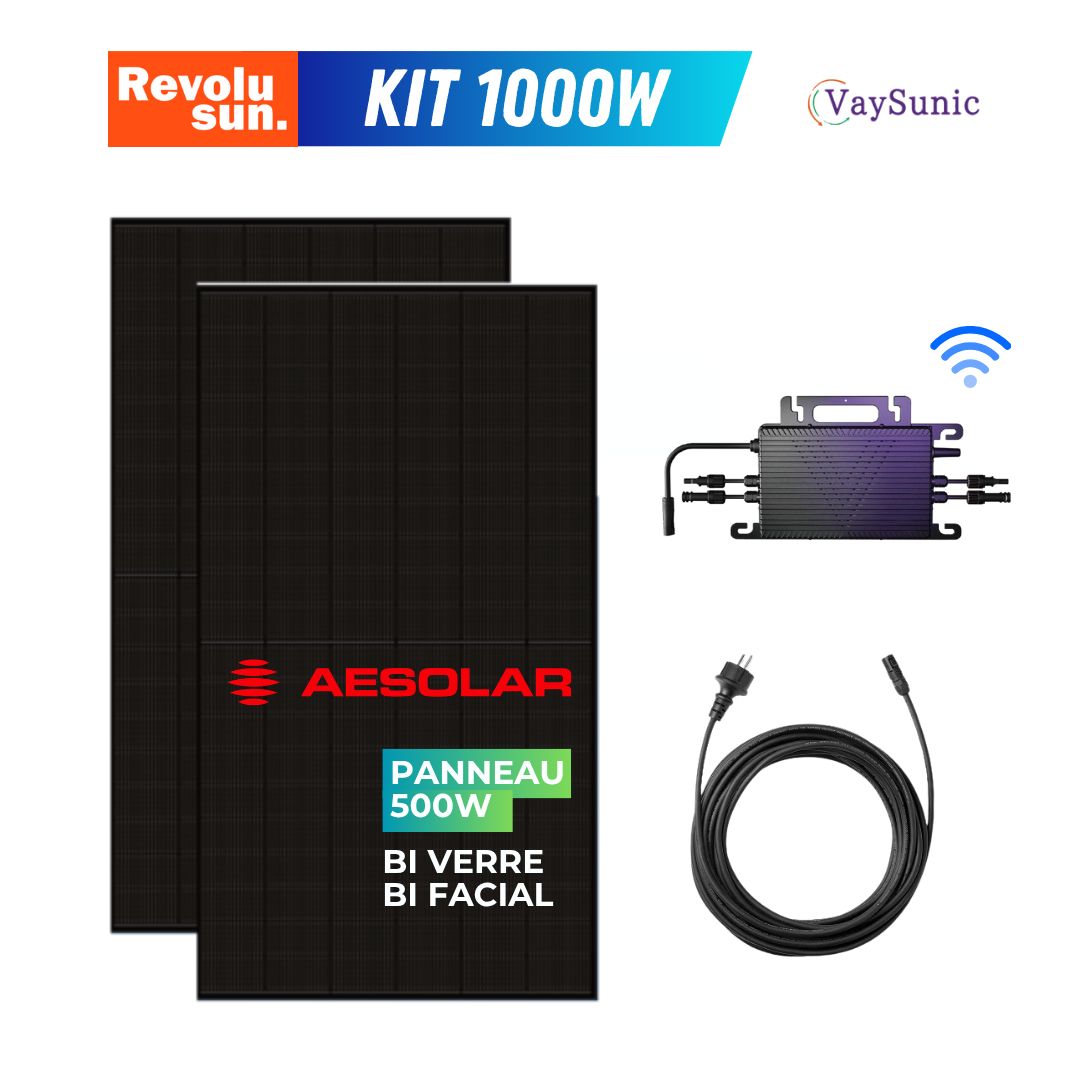 Kit solaire plug & play 1000W complet | 2x 500W AE Solar + micro-onduleur Vaysunic