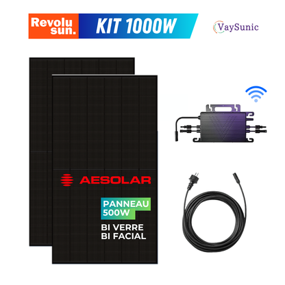 Kit solaire plug & play 1000W complet | 2x 500W AE Solar + micro-onduleur Vaysunic