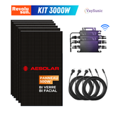 Kit solaire plug & play 3000W complet | 6x 500W AE Solar + 3 micro-onduleur Vaysunic WiFi