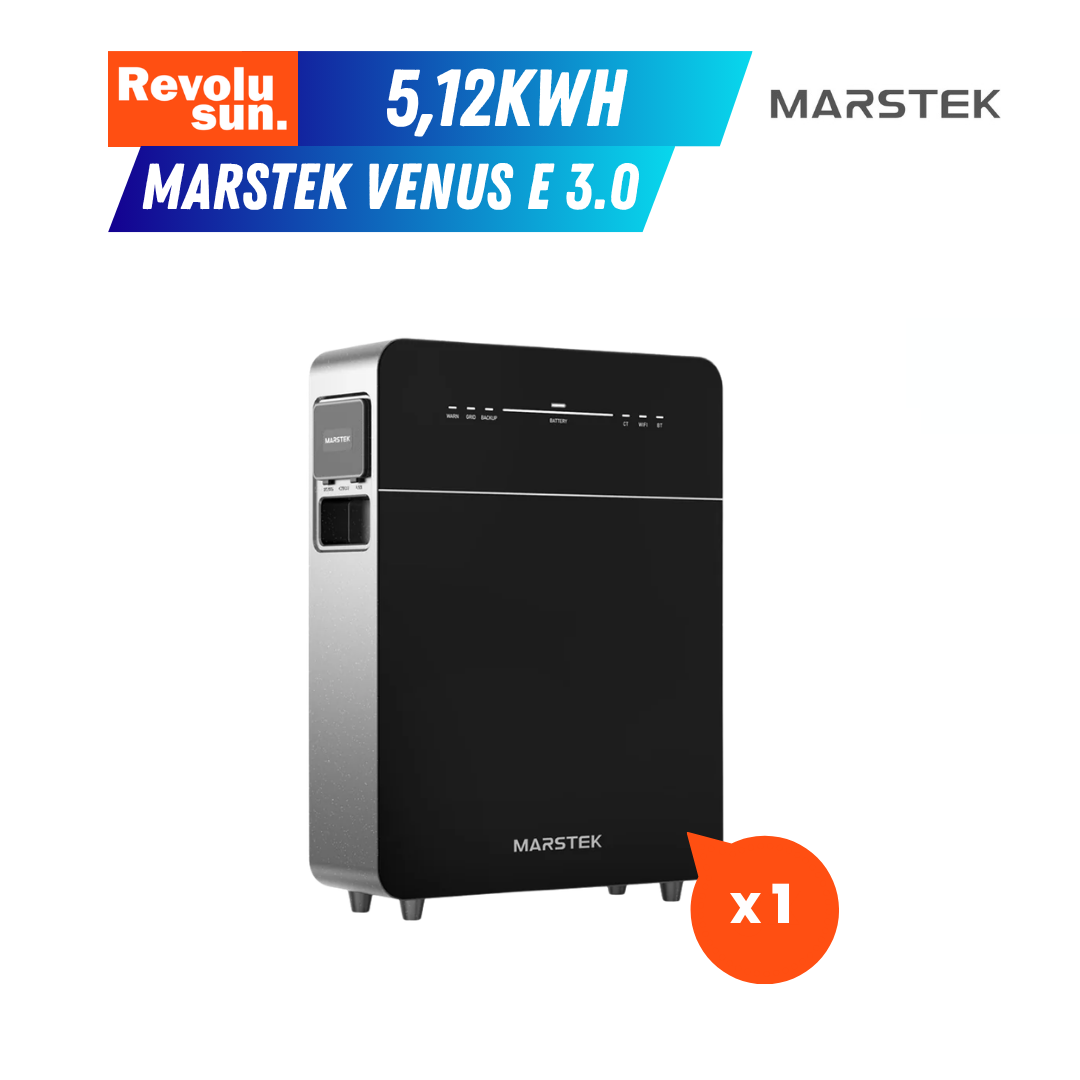 Passez à l’autonomie énergétique avec la Marstek Venus E 3.0, une batterie solaire plug & play offrant une capacité de 5,12 kWh pour stocker efficacement votre énergie. Équipée de la technologie Lithium LiFePO₄, elle garantit une sécurité optimale, une longue durée de vie jusqu’à 6000 cycles et une performance stable dans le temps. Facile à installer et à utiliser, elle bénéficie d’une garantie de 10 ans et constitue une solution idéale pour maximiser votre autoconsommation et réduire votre dépendance au 