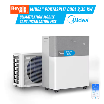Midea PortaSplit Cool 2,35 kW | Climatisation Mobile Split Ultra Silencieuse A++ vignette produit Revolusun + application