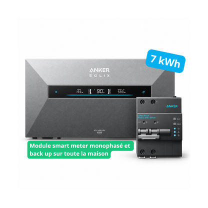 ANKER SOLIX Max AC 7 kWh +  module ATS smart meter et Backup Auto-Switch 63 A monophasé