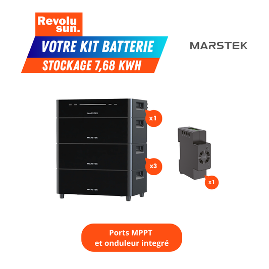 Optimisez votre installation solaire avec le Pack batterie Marstek Venus D + 2 extensions, une solution complète offrant une capacité totale de 7,68 kWh pour stocker efficacement votre énergie et maximiser votre autonomie. Grâce à la technologie Lithium LiFePO₄ (plus de 6 000 cycles), ce système garantit une longue durée de vie (jusqu’à 15 ans) et une sécurité optimale.

Doté d’un onduleur intégré bidirectionnel de 2 200 W (jusqu’à 2 500 W en pic) et de 4 MPPT avec entrée solaire jusqu’à 4 000 W.