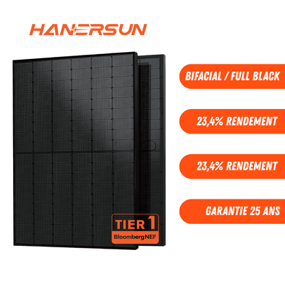 Hanersun - Panneau bifacial 500W N-TOPCon full black