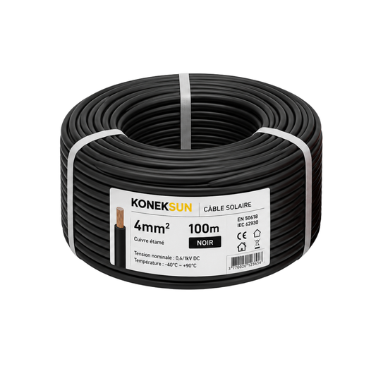Câble solaire photovoltaïque LEADER 4 mm² – Noir – Bobine 100 m