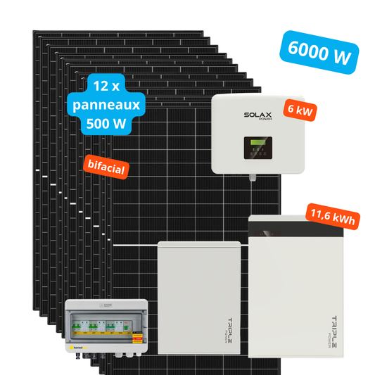 Kit autoconsommation hybride SolaX Power 6 kW + batterie 11,6 kWh – Monophasé