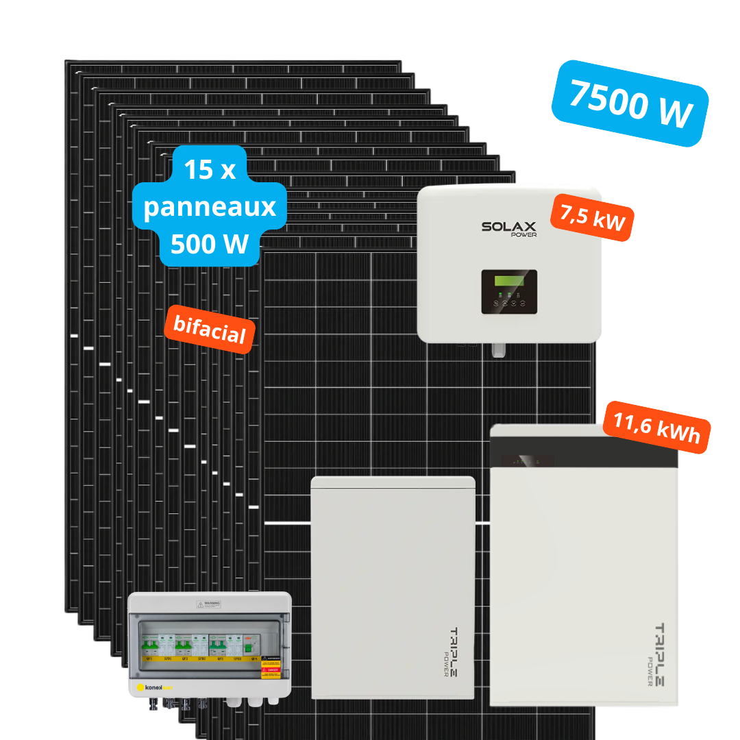 Kit autoconsommation hybride SolaX Power 7,5 kW + batterie 11,6 kWh – Monophasé