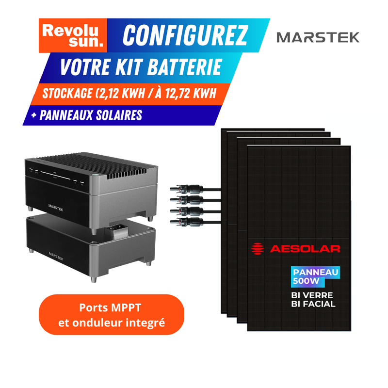 Kit batterie Marstek – VENUS A (Système ESS All-in-One 2,12 kWh / Extensible jusqu'à 12,72 kWh) + panneaux
